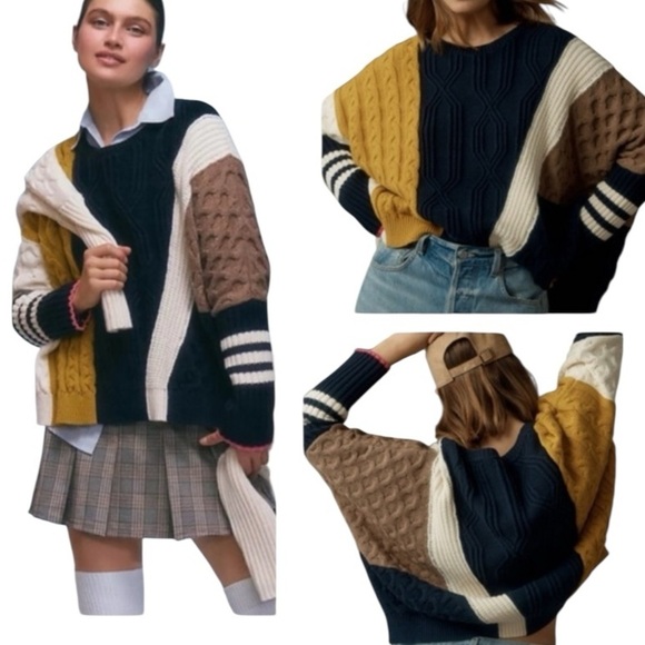 Maeve Sweaters - Maeve Multicolor Patchwork Sweater
